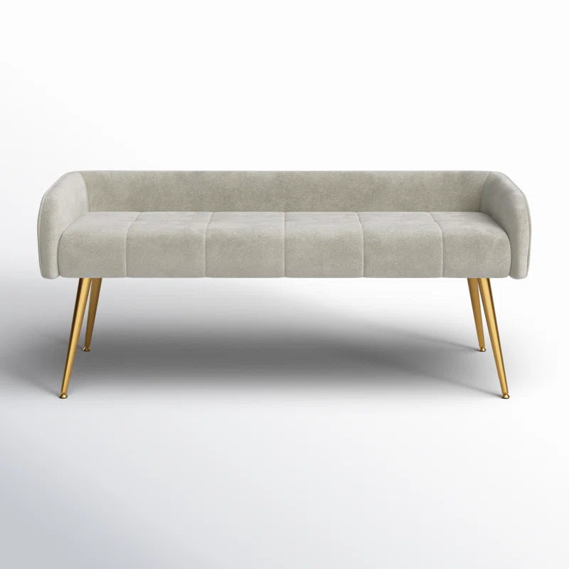 Millbury Polyester Upholstered Bench with Metal Leg