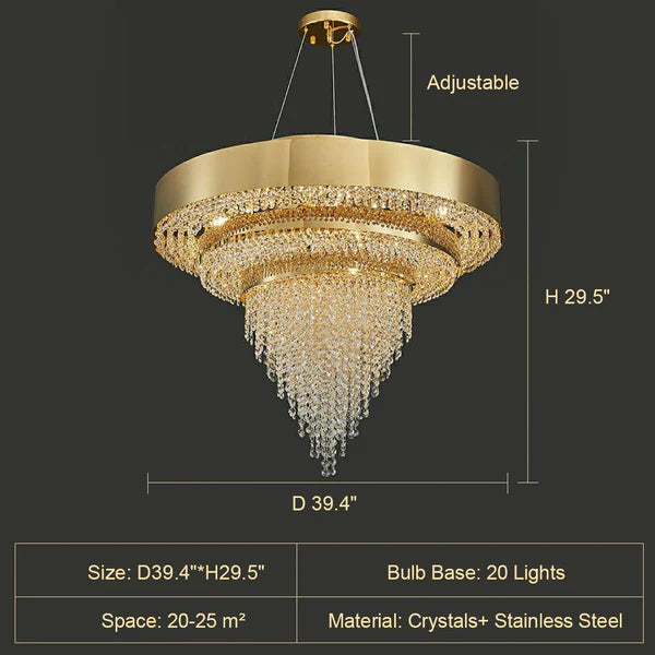 Gold Elegant Ceiling Light Fixture for Dining Room and Living Room