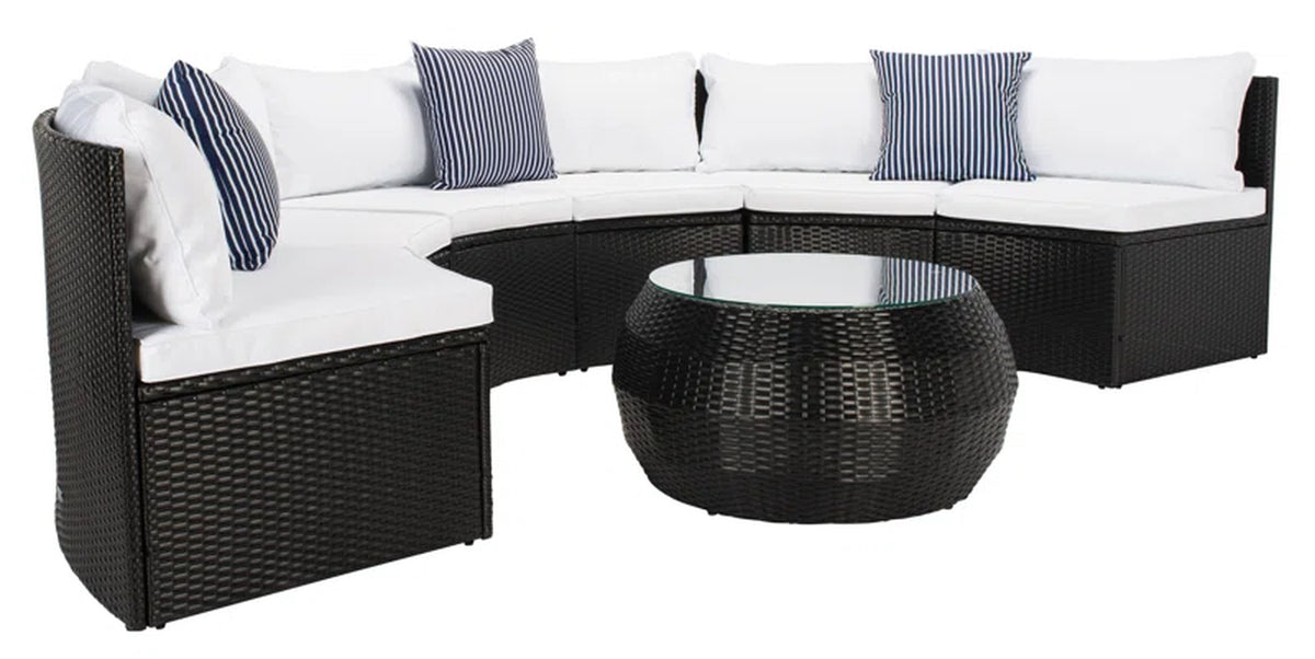 Cabble Wicker 6 - Person Patio Conversation Set with Cushions