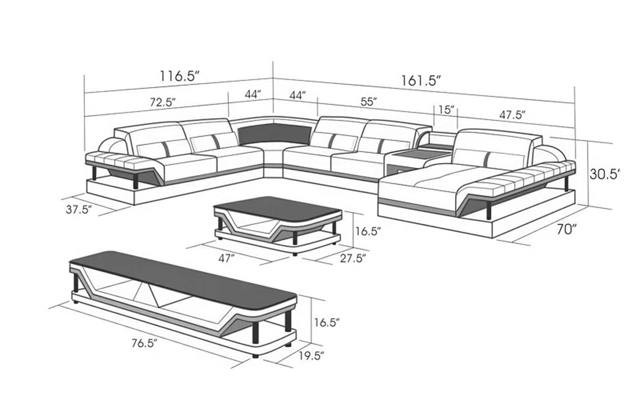 Linis 6 - Piece Slipcovered Leather Sectional