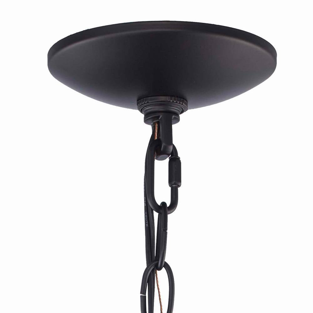 Weyburn 6-Light Black and Faux Wood Farmhouse Chandelier Light Fixture with Caged Metal Shade
