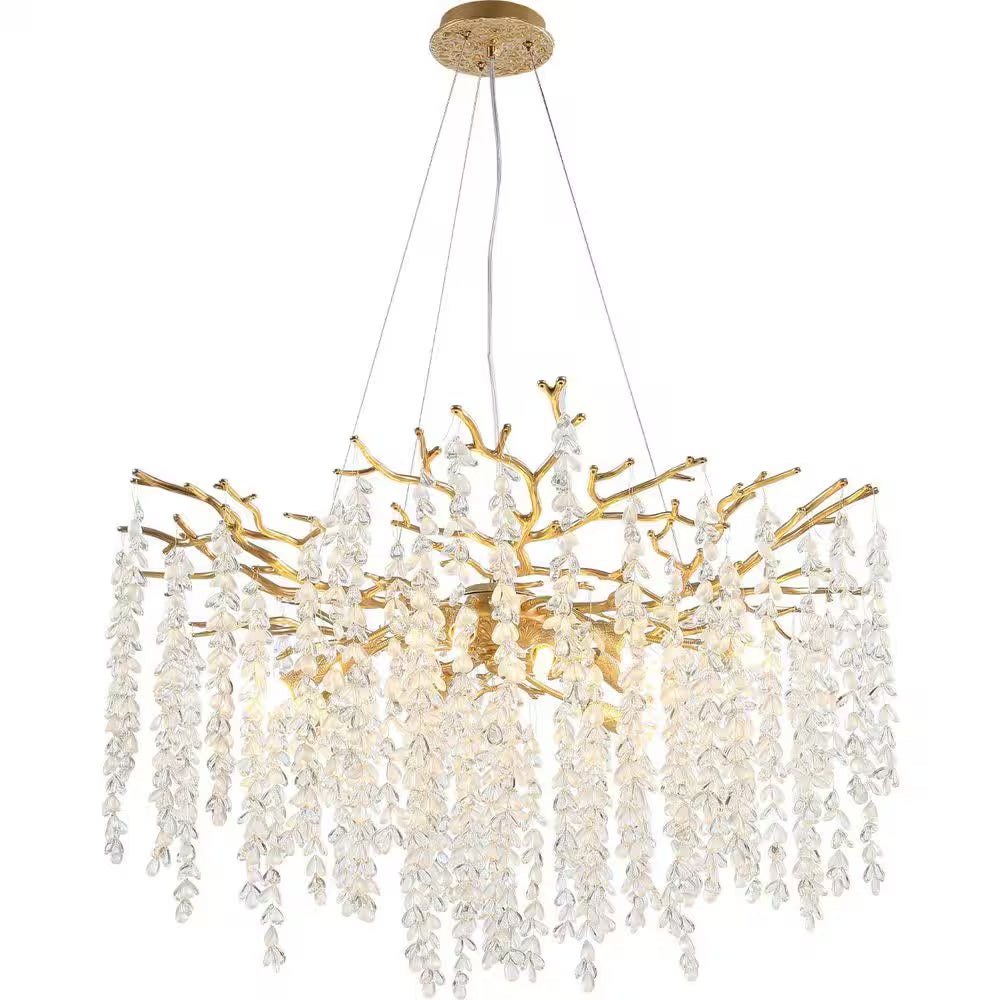 Modern Chandelier 30 In. 10-Lights Luxury Gold Chandelier for Dining Room, Foyer, Living Room,Crystal Chandelier
