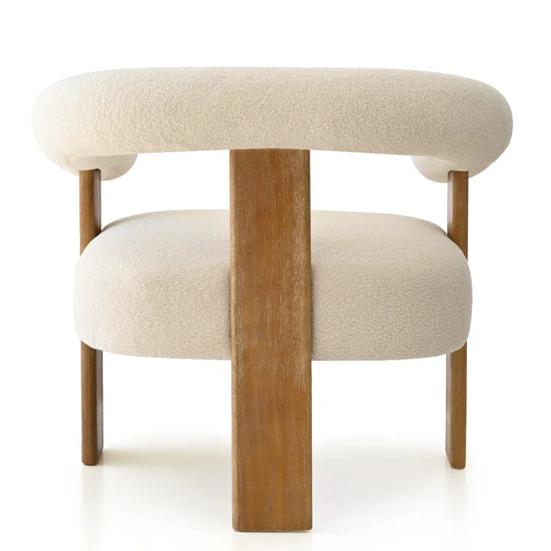 31" Wide Boucle Upholstered Back Tripod Wood Accent Chair