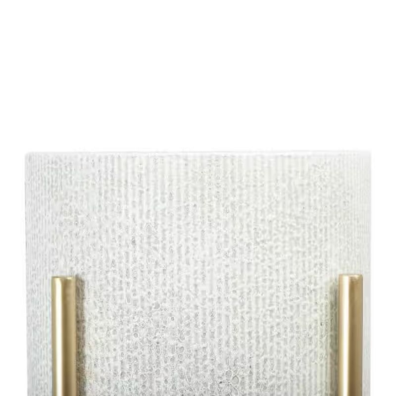 Round White and Gold Iron Floor Planters with Stands (2-Pack)