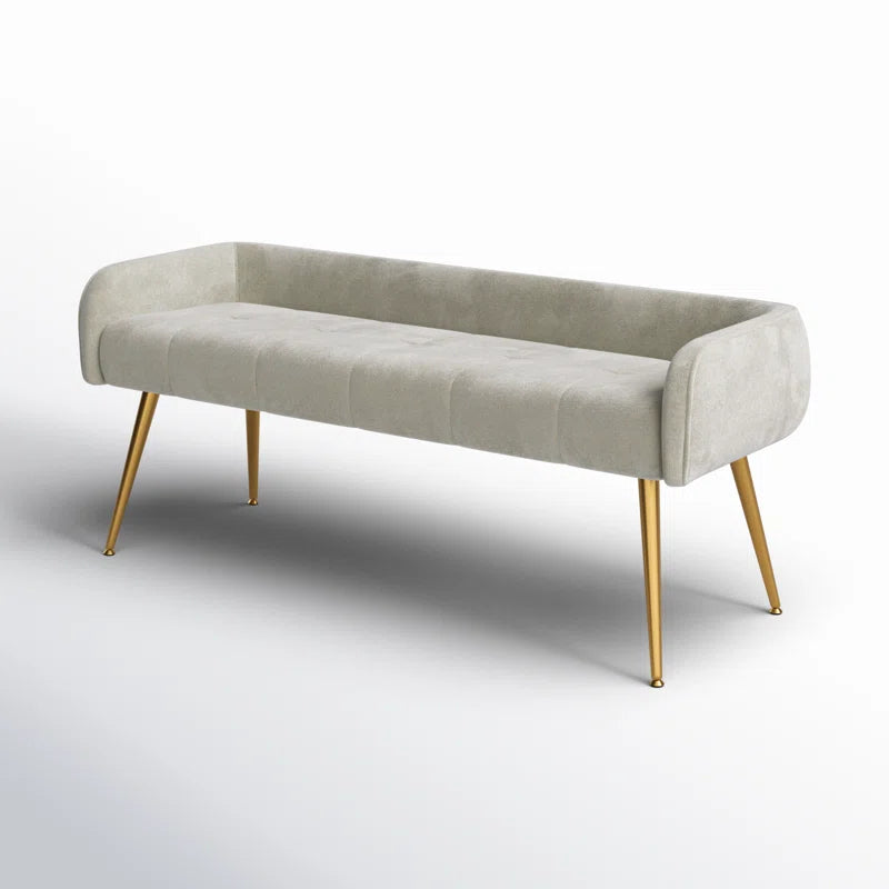 Millbury Polyester Upholstered Bench with Metal Leg