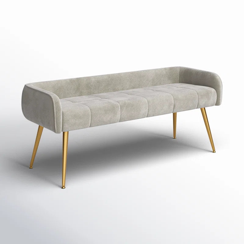 Millbury Polyester Upholstered Bench with Metal Leg