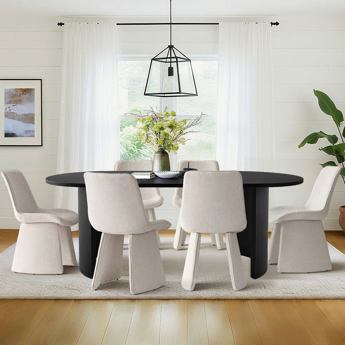 7-Piece Modern Oval Dining Table Set