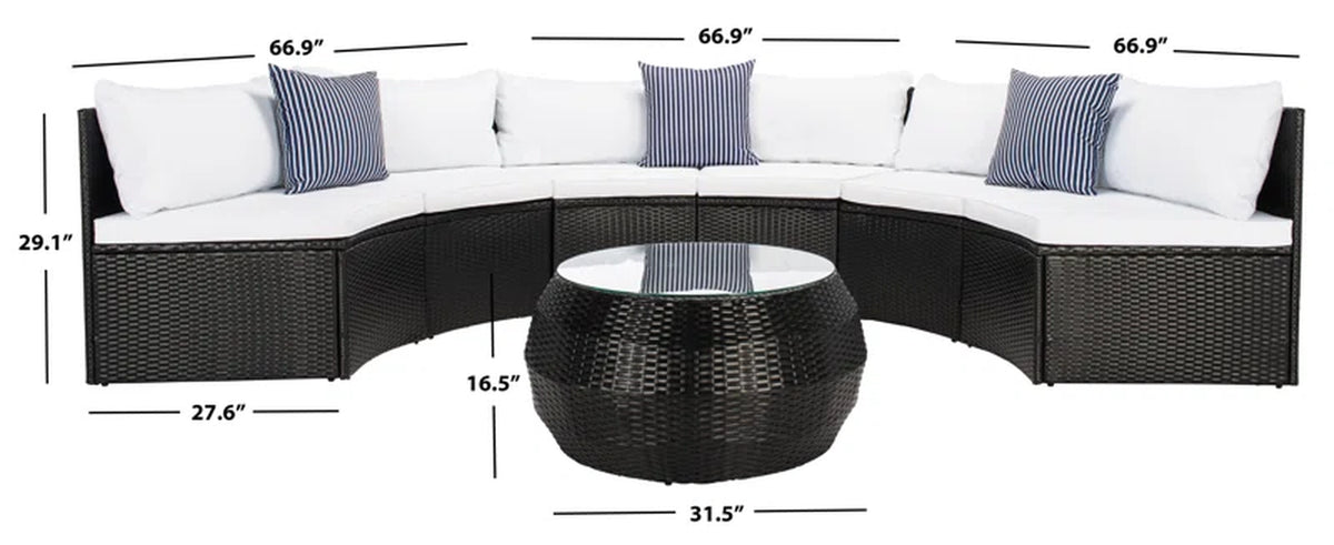 Cabble Wicker 6 - Person Patio Conversation Set with Cushions