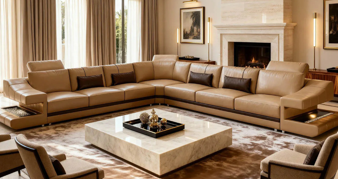 Chicago LG Leather L-Sectional Large
