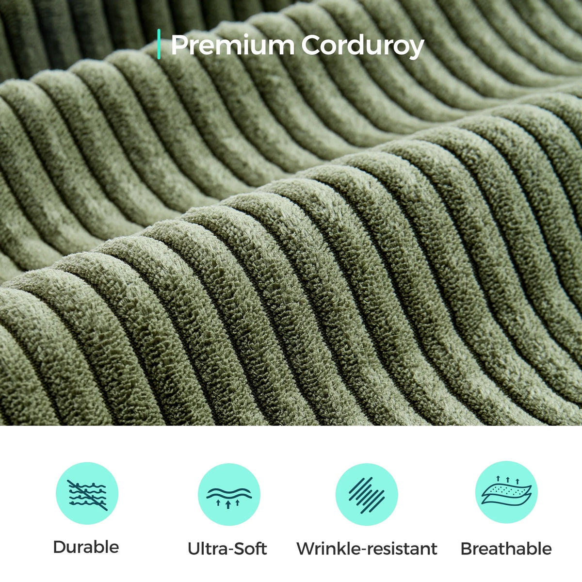 Oversized Modular Sectional Sofa, U-Shaped Cloud Sofa Couch with Corduroy Fabric, 4 Seat Sponge Sofa for Living Room, No Assembly Required, Green