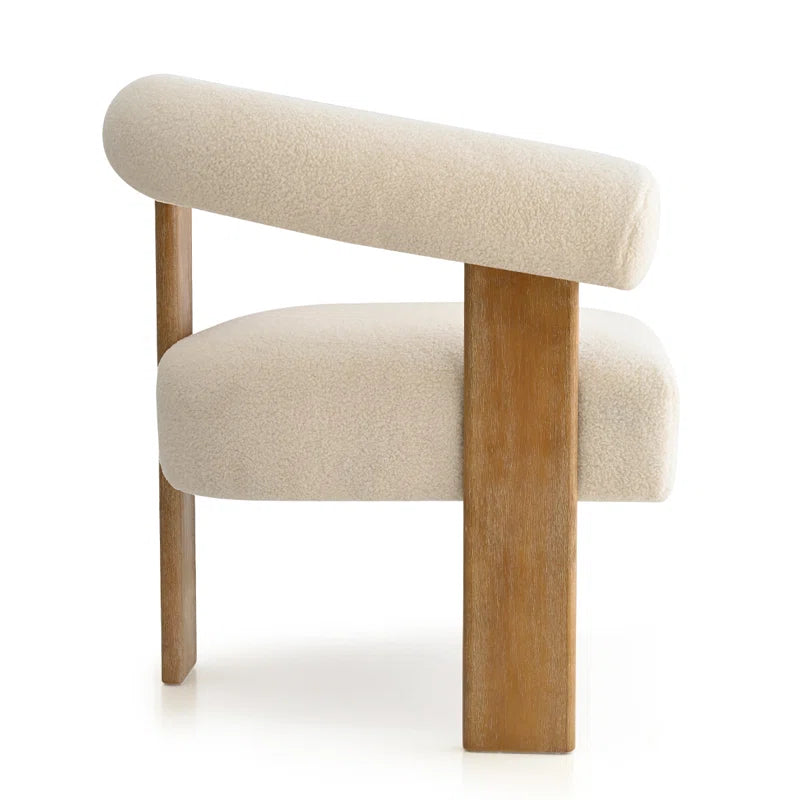 31" Wide Boucle Upholstered Back Tripod Wood Accent Chair