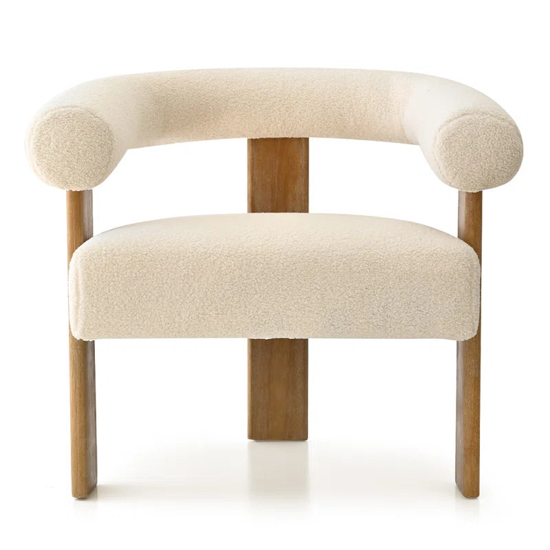 31" Wide Boucle Upholstered Back Tripod Wood Accent Chair