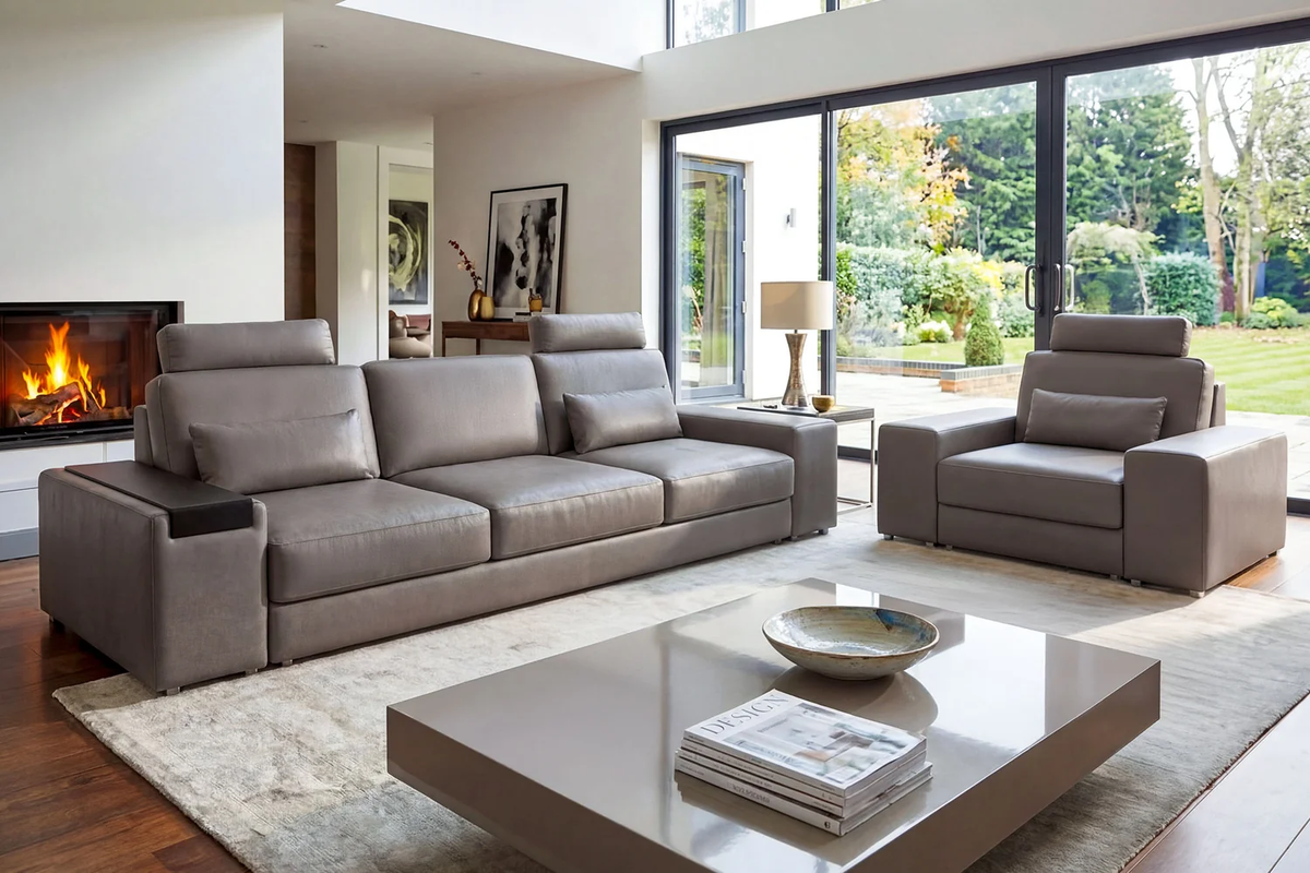 Los Angeles Modern Leather 3-Seater Sofa