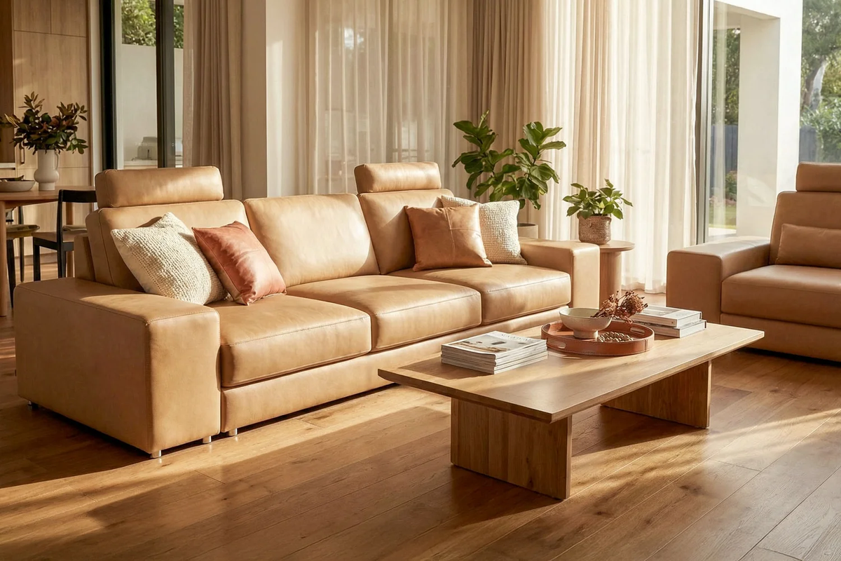 Los Angeles Modern Leather 3-Seater Sofa